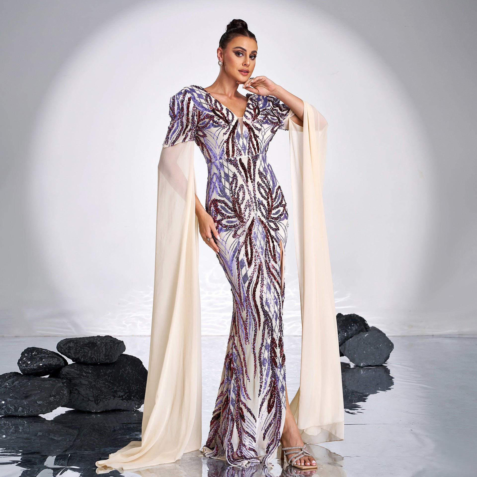 Mid to long length evening gown dress