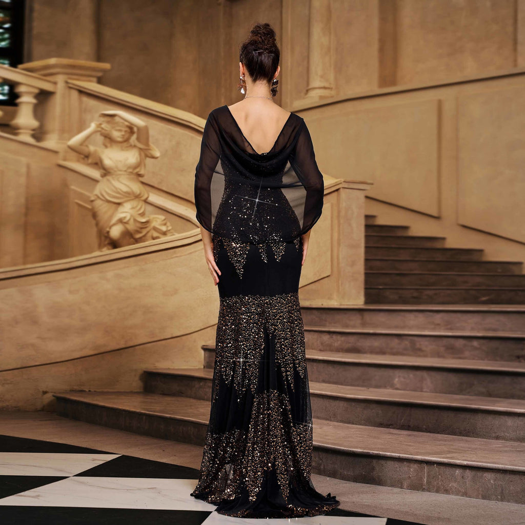 V-neck evening gown dress